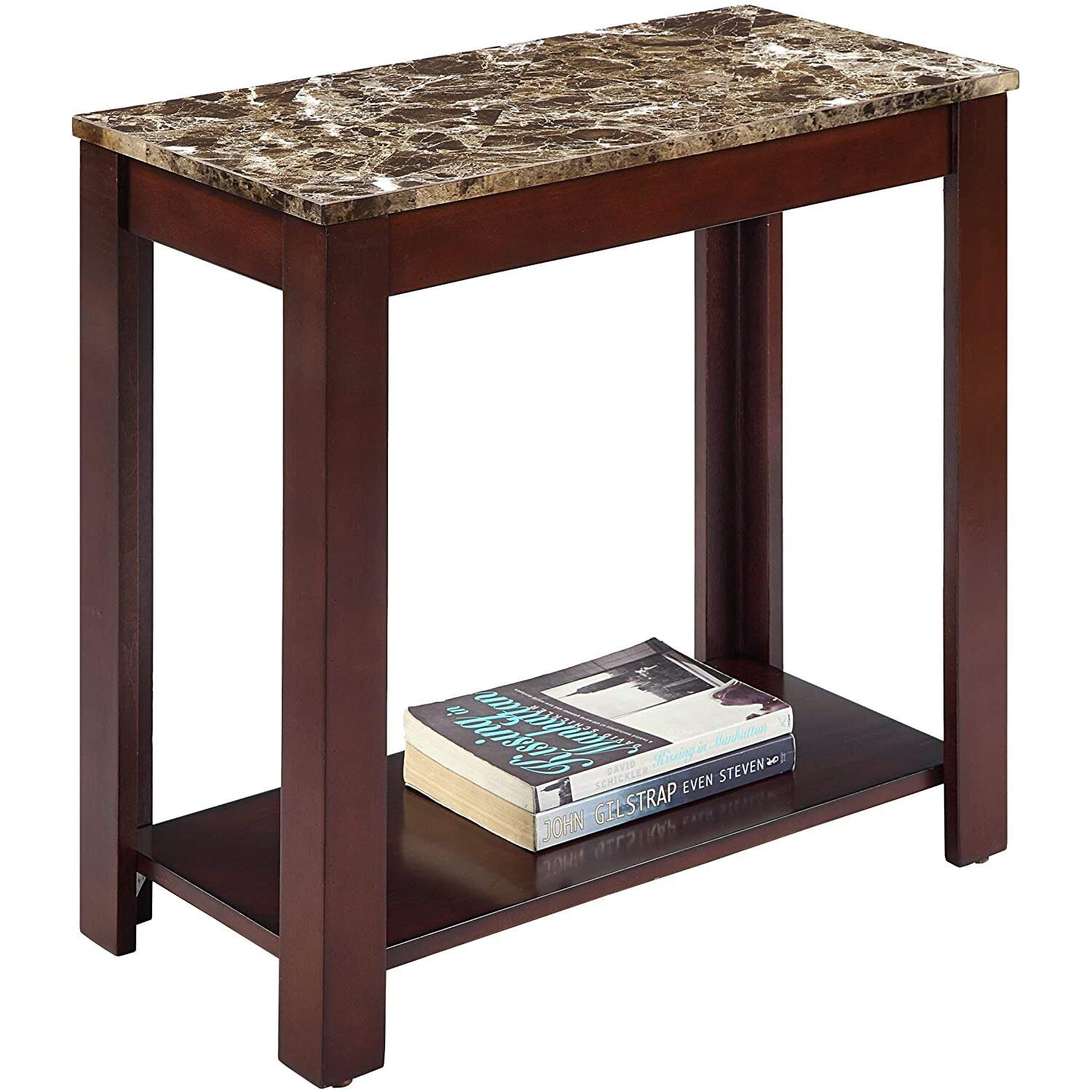 Crown Mark 24x12x24 Inch Brown Side Table - Small End Table for Living Room, Bedroom, or Office - Perfect for Holding Lamps, Books, and Decor