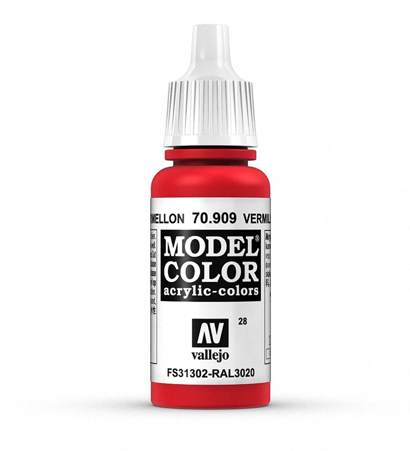 Vallejo Acrylic Paint - Cadmium Red Vermillion for Miniatures, Models & Art Projects - Premium Water-Based Paint for Hobbyists & Artists