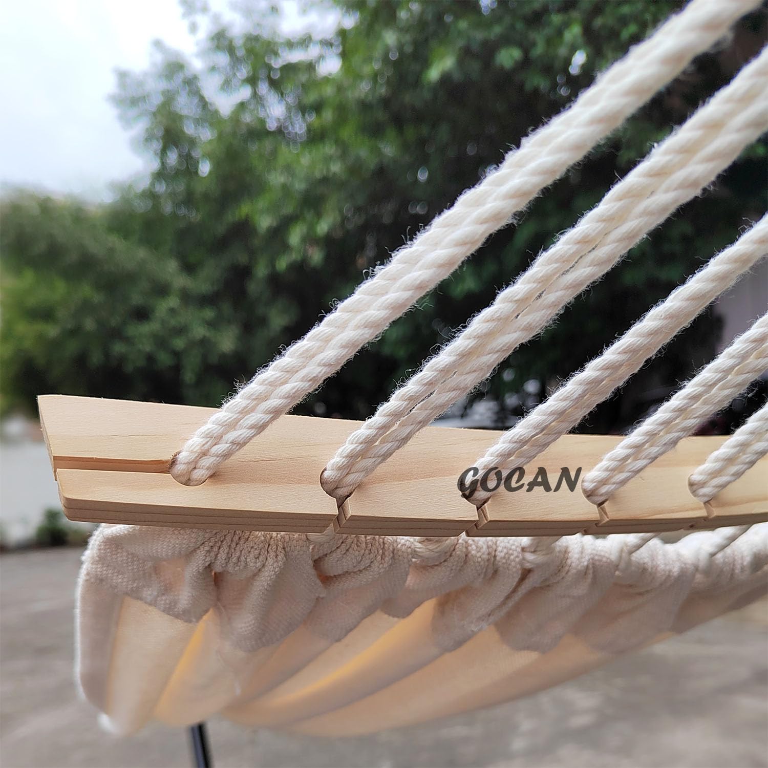 Double Hammock for 2 Persons - Large 220x150cm with Steel Stand & Removable Spreader Bar - Supports 500lb - Heavy Duty Canvas Cotton Hammock for Patio, Porch, Garden, Backyard - Perfect for Outdoor Relaxation & Indoor Lounging