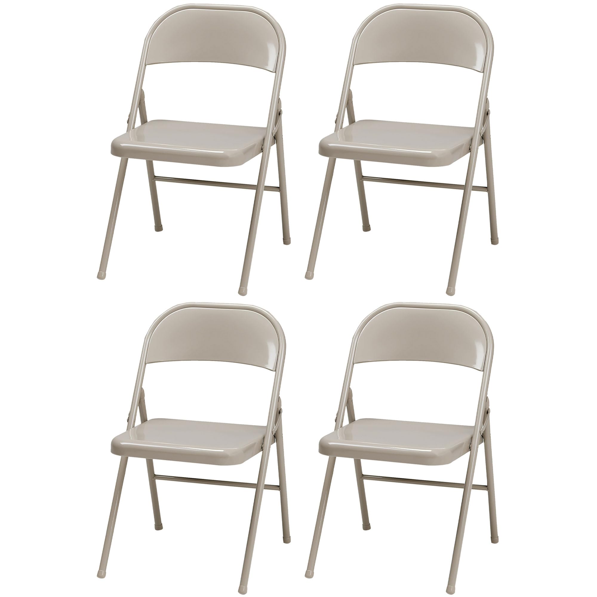 **MECO Sudden Comfort All Steel Folding Chair Set of 4 - Heavy Duty Steel Frame & Ergonomic Contoured Backrest - Indoor & Outdoor Use for Parties, Events, Camping, and Picnics**