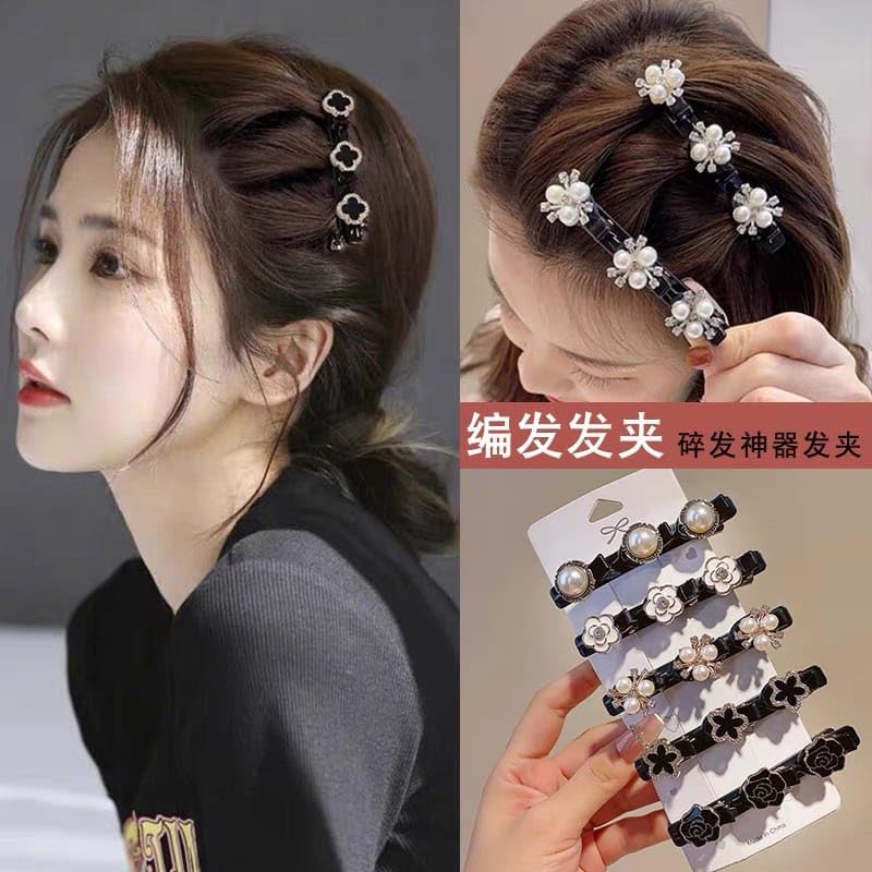 2 Pack Rhinestone Hair Clips for Women - Elegant Braided Flower Barrettes with Sparkling Crystals | Hair Accessories for Long Hair, Weddings, Parties & Special Occasions