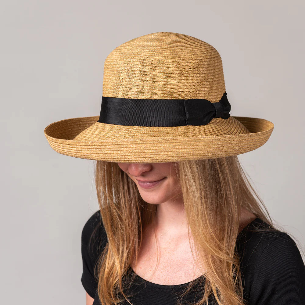 Peter Beaton Sconset Packable Straw Hat - Medium Brim Sun Hat for Women, Natural Color - Perfect for Beach Vacations, Summer Outings and Outdoor Activities