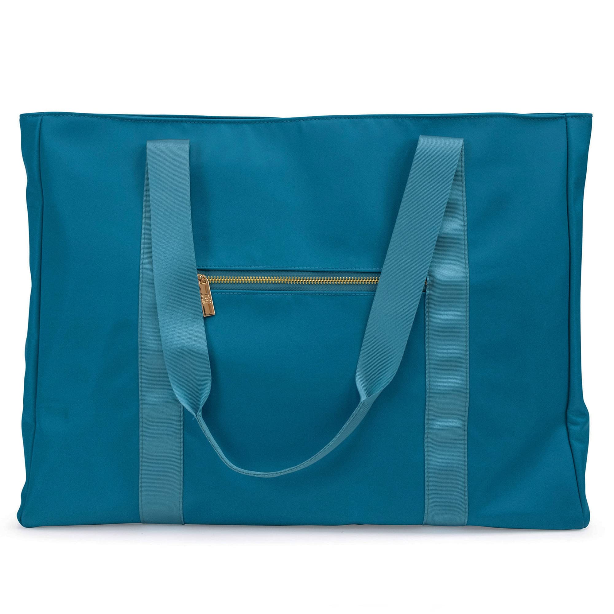 Badgley Mischka Nylon Weekender Travel Tote Bag - Lightweight Packable Carry-On Duffel for Women | Perfect for Weekend Getaways, Business Trips & Airplane Travel (Aqua Blue)