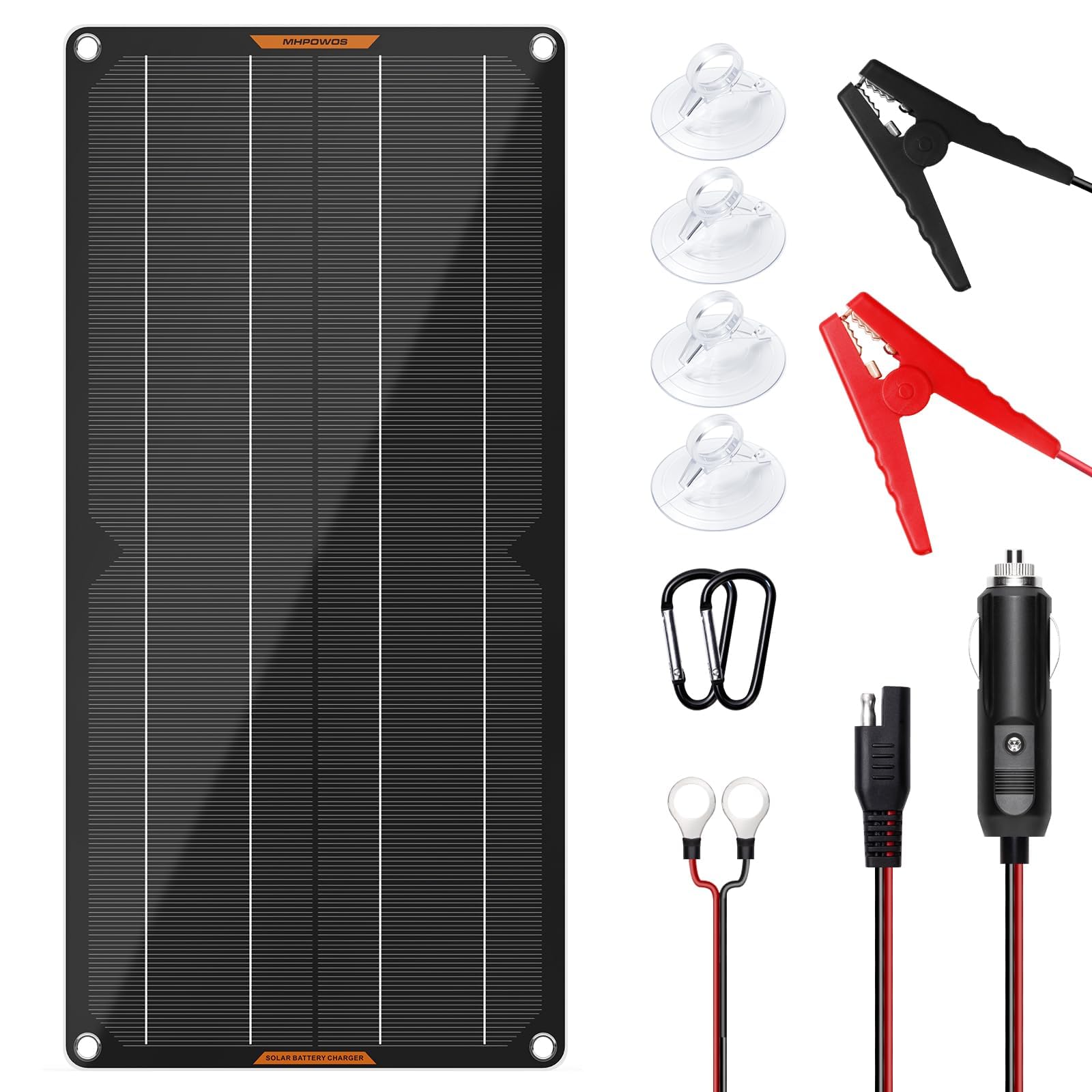 10W 12V Solar Battery Charger - Waterproof Portable Solar Panel Trickle Charger for Car, Boat, RV, Motorcycle - Alligator Clip Included - Perfect for Outdoor Camping & Emergency Power Backup