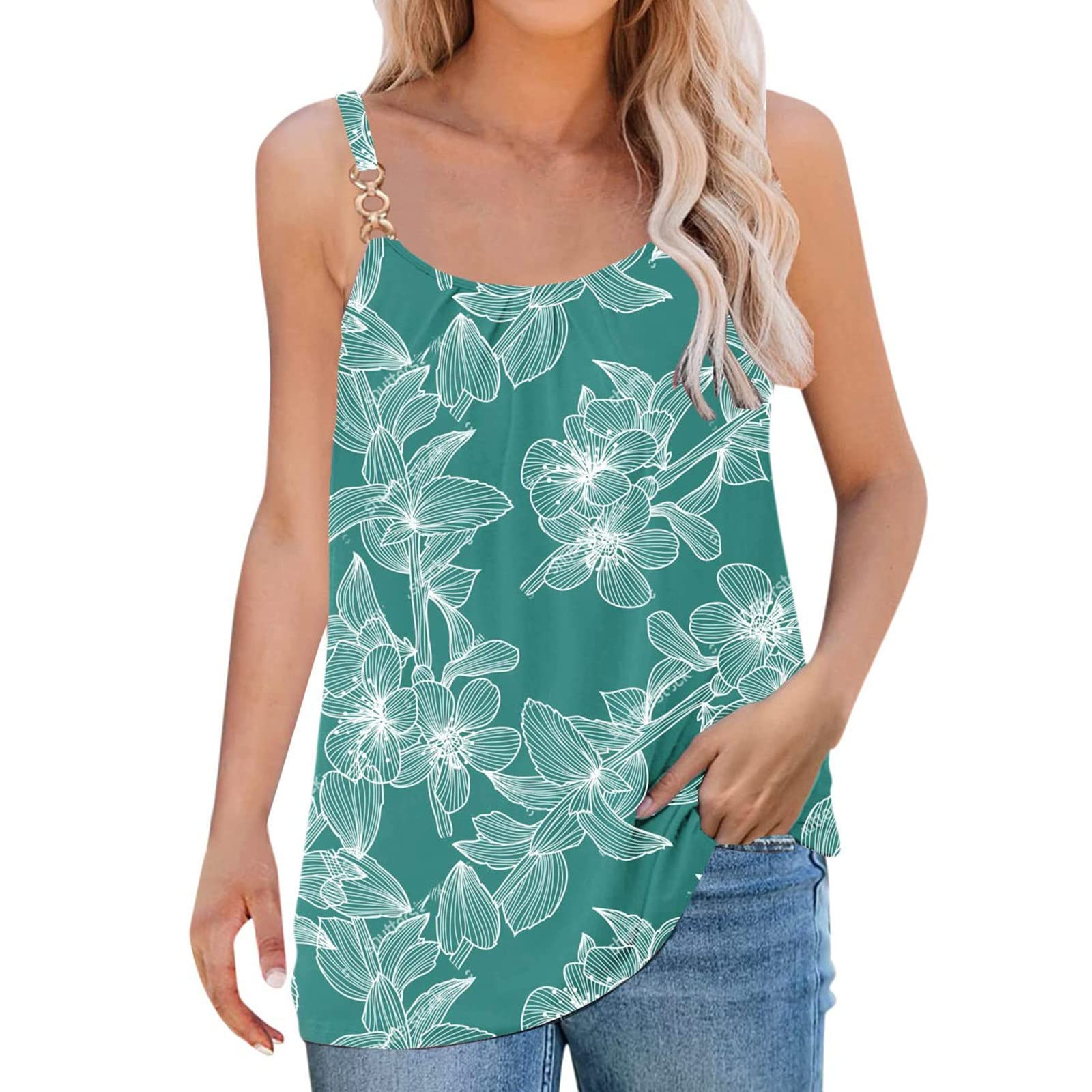 Ruziyoog Women's Summer Sexy Camisole - Spaghetti Strap Sleeveless Tank Top with Cute Print | Casual Loose Tunic for Beach, Party & Everyday Wear