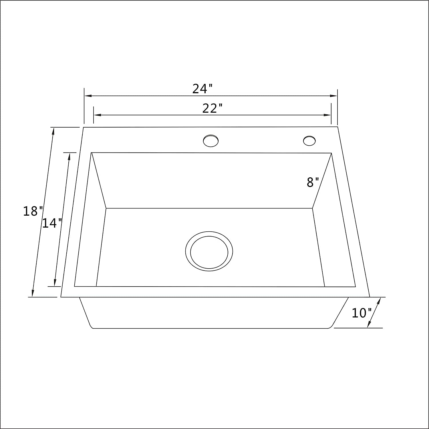 24Inx18In Stainless Steel Kitchen Sink - 12 Gauge Brushed Single Bowl Drop-in/Top-Mount with Faucet & Drain Kit (Model BS29) - Perfect for Small Kitchens, Apartments & RV Remodels