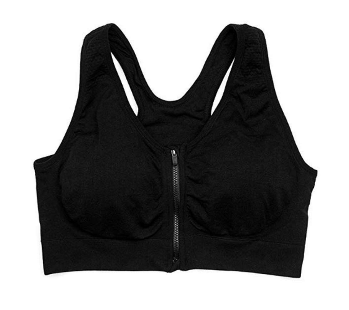 Wireless Front Closure Post-Surgery Bra for Women - Racerback Sports Bras with Zipper for Yoga, Running & Active Lifestyles - Comfortable Support for Recovery & Workouts