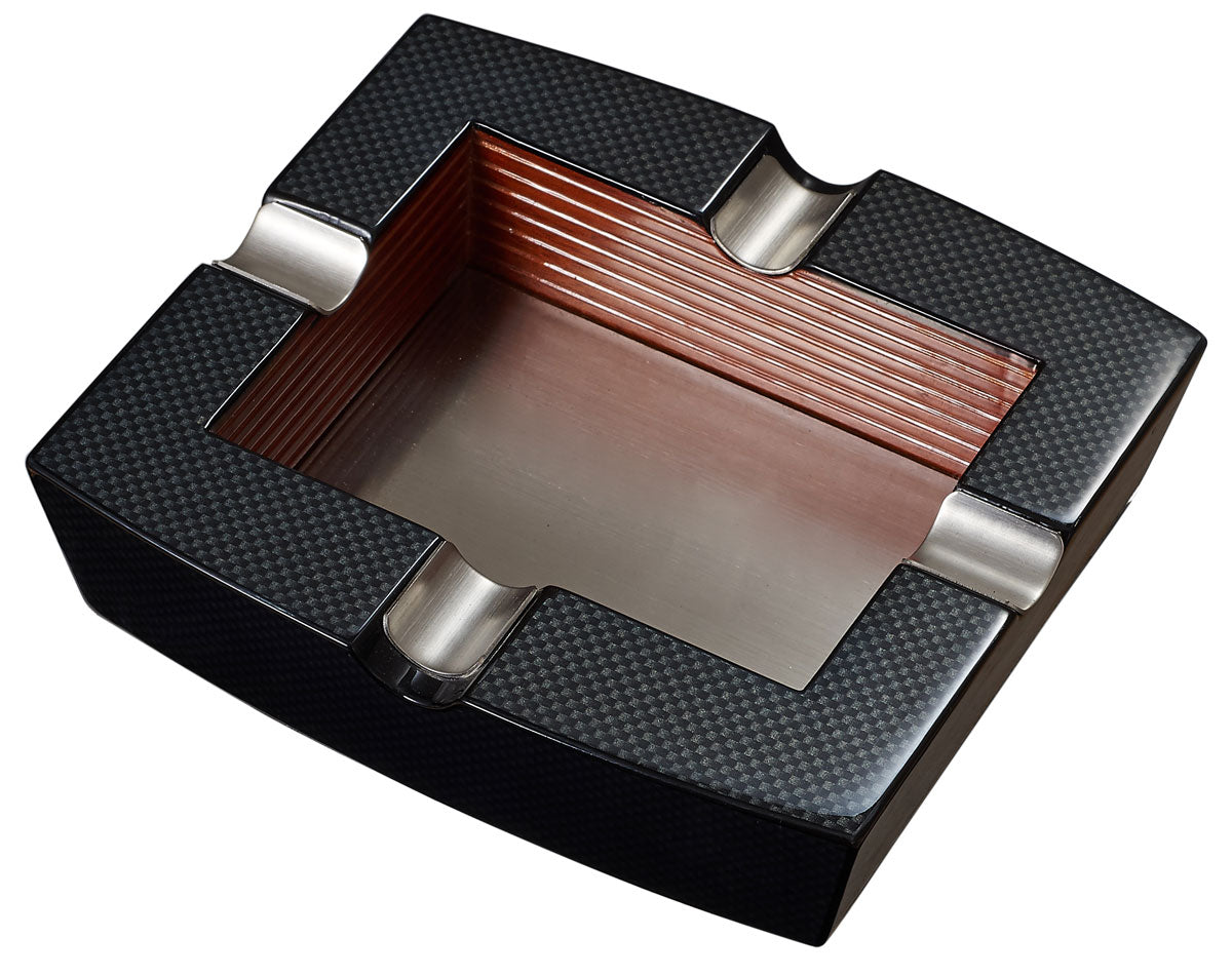 Premium Visol Seine Carbon Fiber & Wood Cigar Ashtray - Luxury Smoking Accessory for Cigar Lovers, Home, Office & Outdoor Use