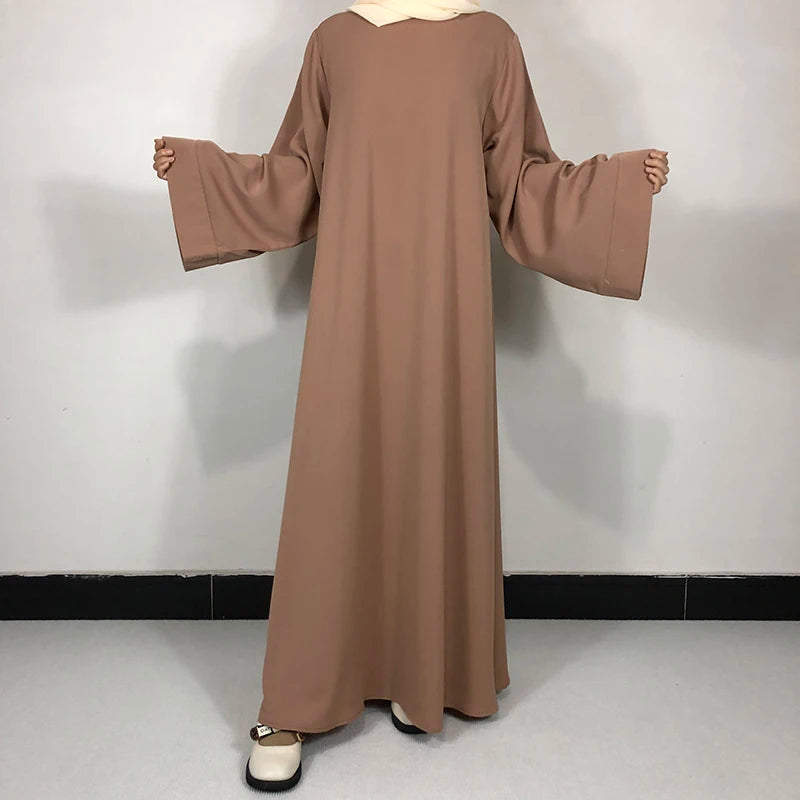 Basic Plain Nida Abaya with Free Belt - Modest Muslim Dress for Women - Perfect for Prayer, Eid, and Special Occasions