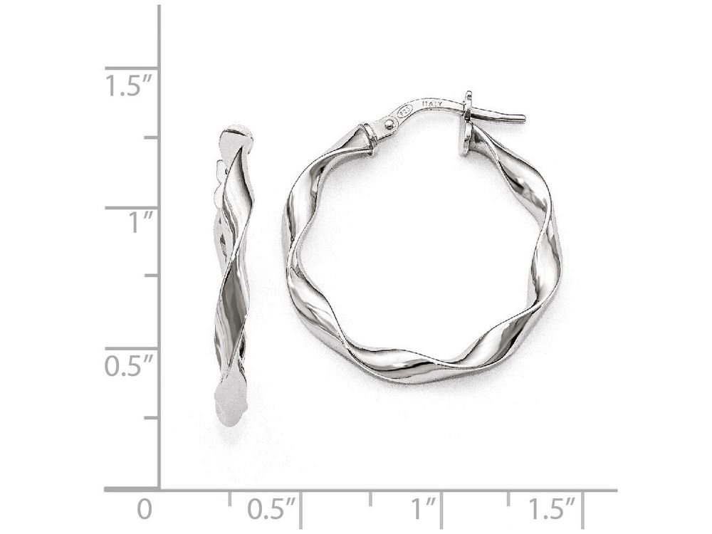 Sterling Silver Polished Twisted Hoop Earrings for Women - Elegant Dangle Hoops for Everyday Wear & Special Occasions | FJC Finejewelers
