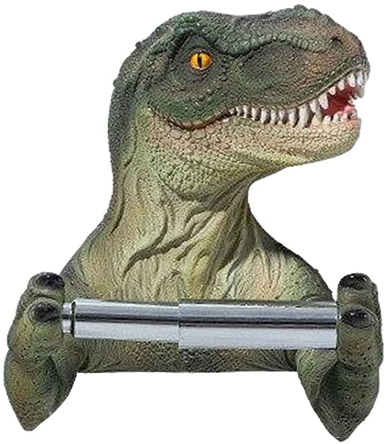 Dinosaur Toilet Paper Holder - Wall Mounted Bathroom Organizer Shelf, No Drill Punch-Free Installation for Lavatory & Home Decor (Green) - Perfect for Kids' Rooms, Dinosaur Themed Bathrooms & Unique Home Decor