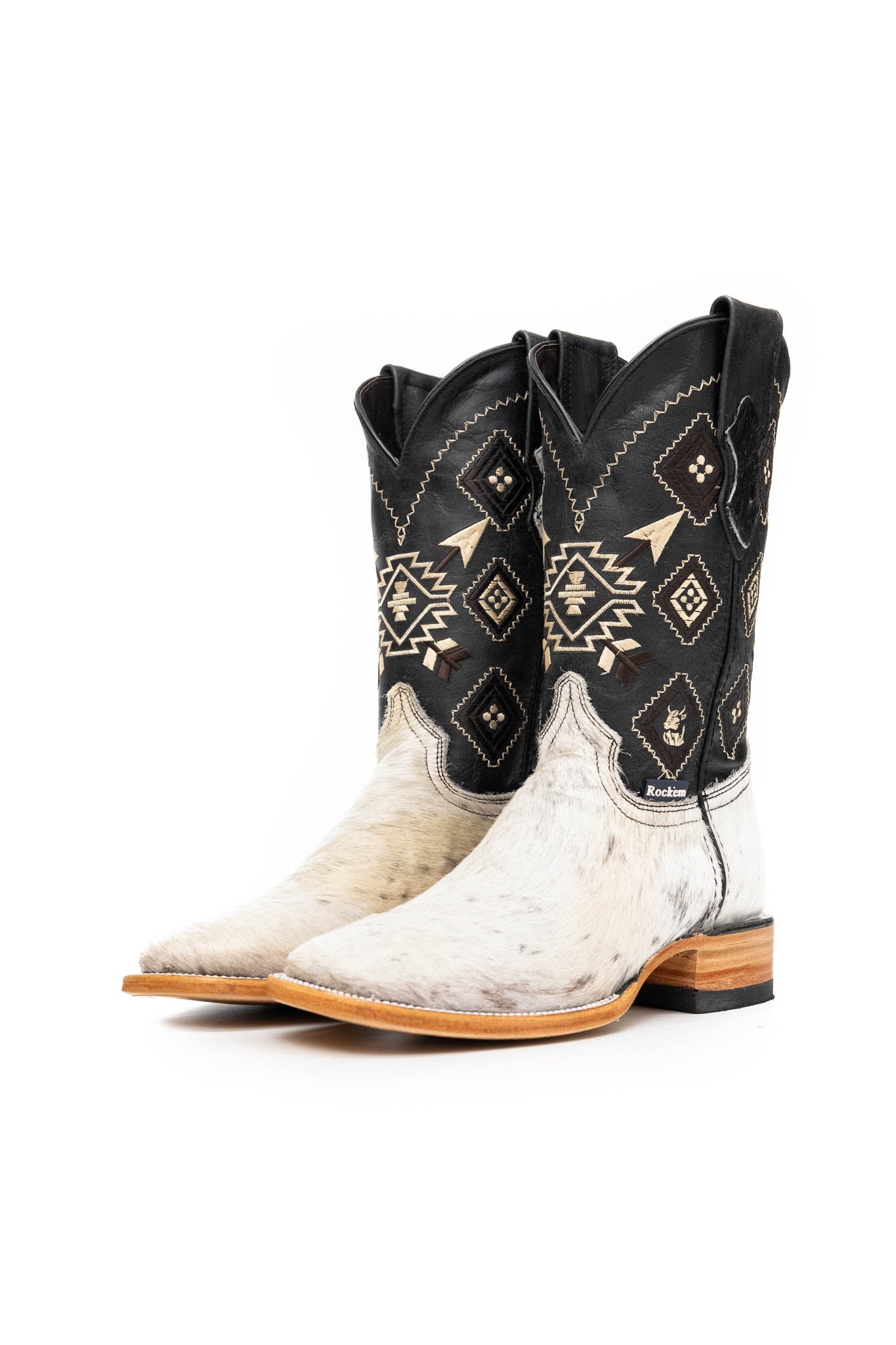 Authentic Men's Cowhide Square Toe Cowboy Boots - Size 6.5 - Western Style Riding Boots for Country Music Festivals & Rodeo Events