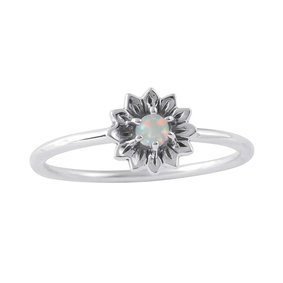 Exquisite Sunflower Opal Ring for Women - 925 Sterling Silver Floral Jewelry Gift for Her - Perfect for Weddings, Anniversaries & Everyday Elegance