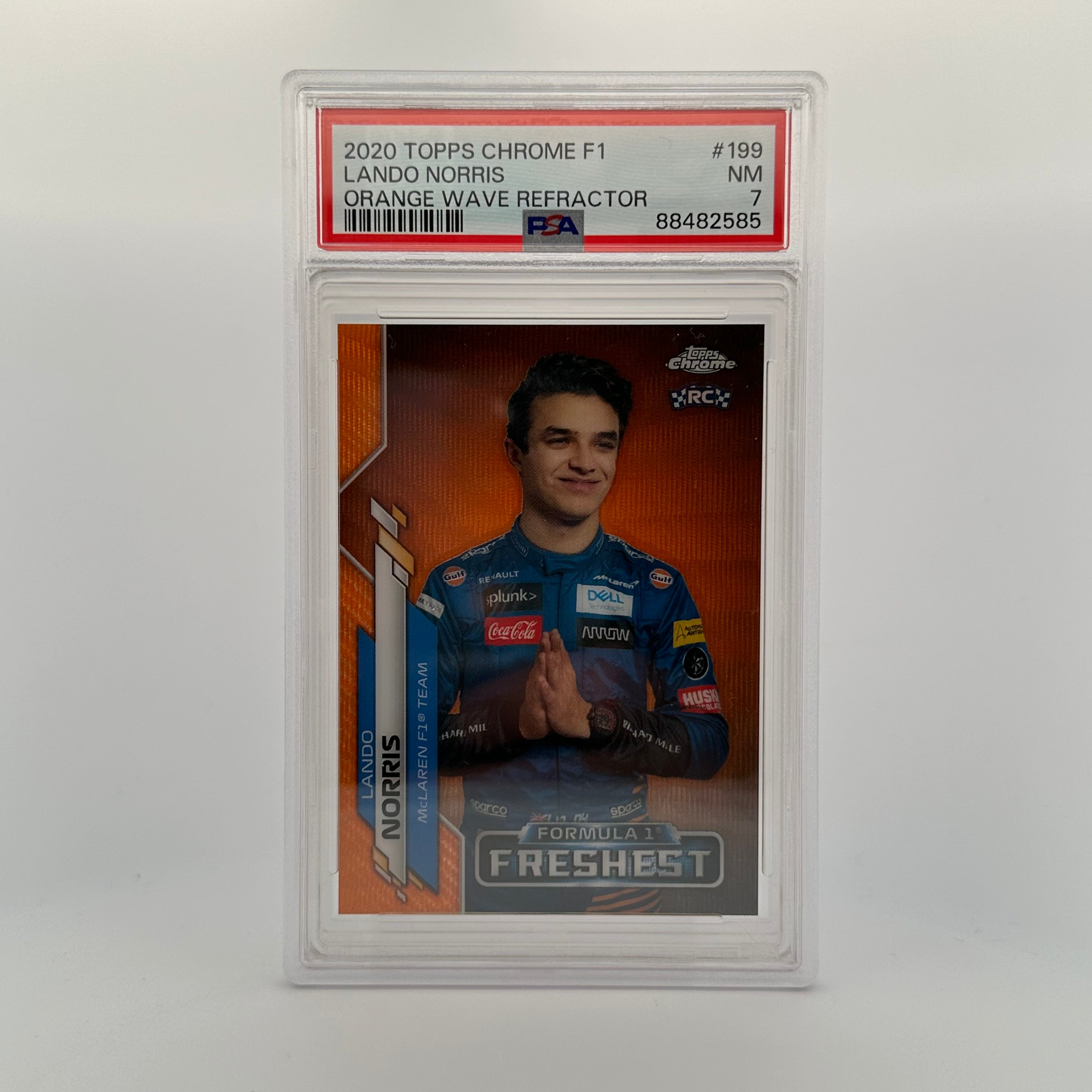 PSA 7 2021 Lando Norris #199 Orange Wave Refractor Rookie Card - Formula 1 Racing Collectible for Display & Investment