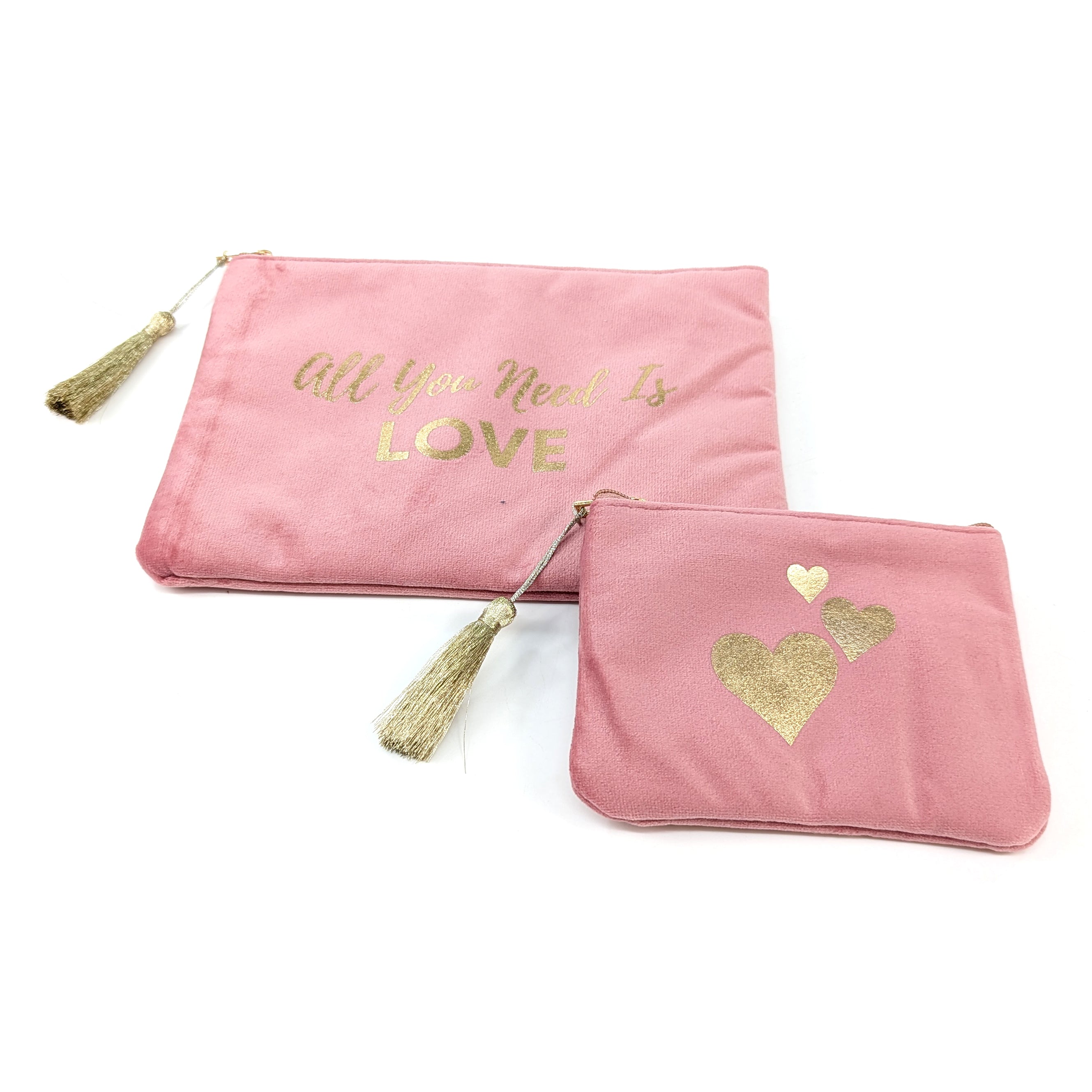 All You Need is Love' Set of 2 Velvet Bags & Purses for Women - Luxurious Soft Velvet Handbags for Parties, Weddings & Special Occasions