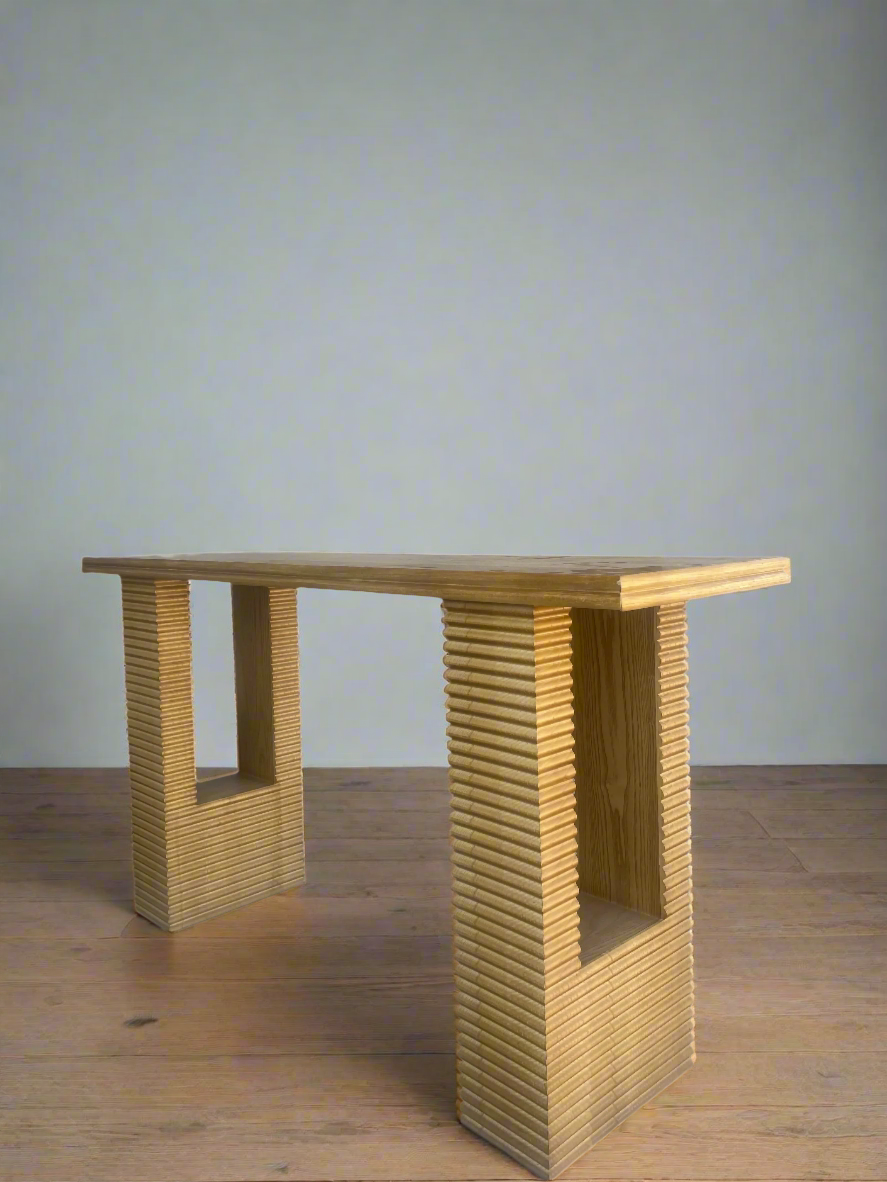 Modern Wood Fluted Console Table - Elegant Entryway Furniture for Hallway, Living Room & Bedroom Decor