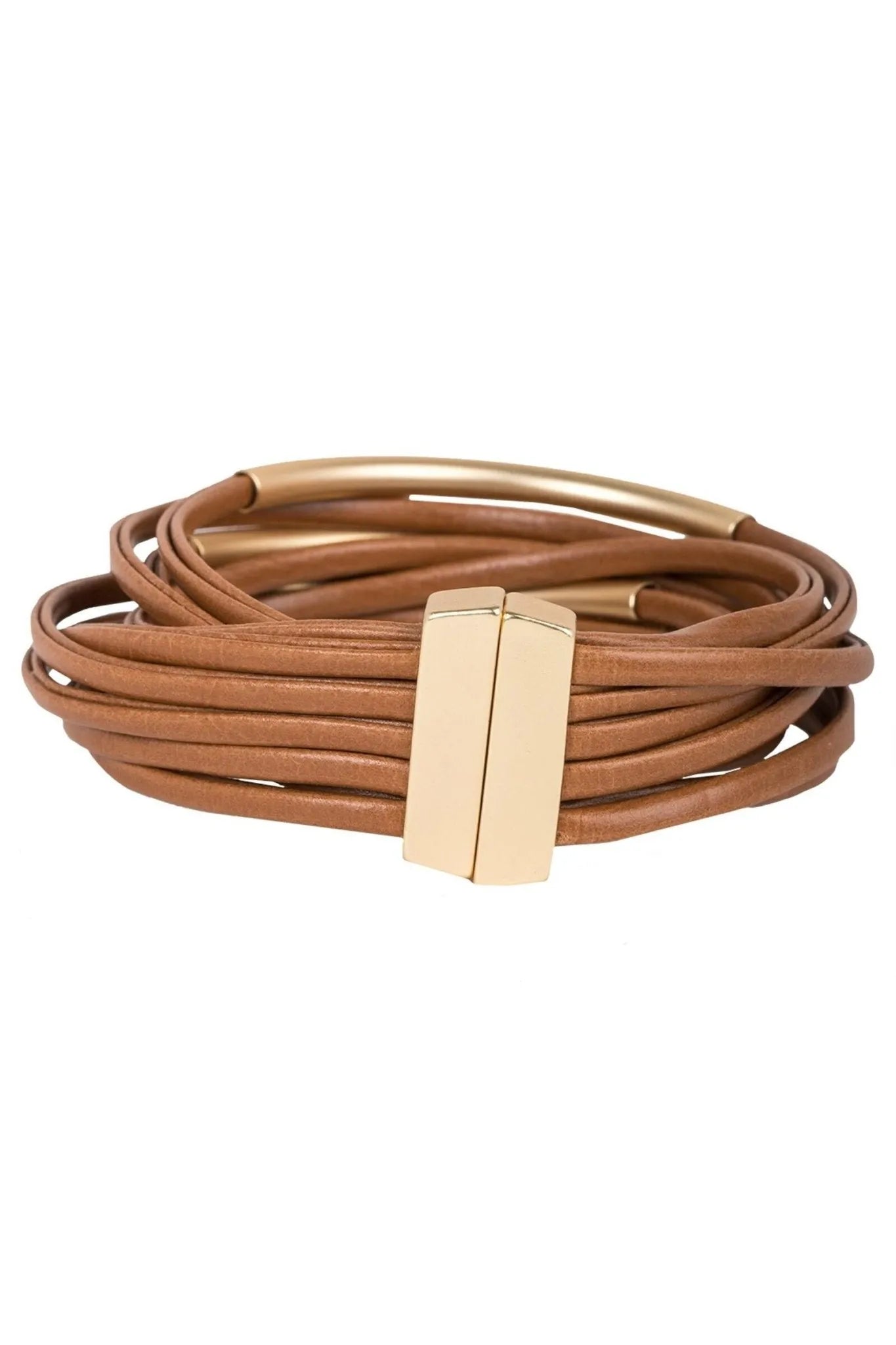 Stylish Tubular Leather & Metal Bracelet for Women - Trendy Boho Chic Jewelry for Casual Wear & Special Occasions