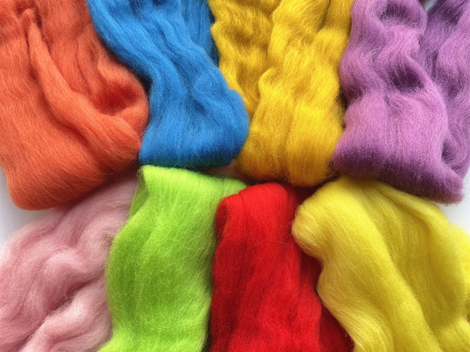 T.F GHG Needle Felting Wool Roving Kit - 8 Colors (15G/Color, 120G Total) 100% Natural Wool for DIY Yarn Crafts, Needle Felting Projects, Sculpting, and Beginner Fiber Art Supplies (Fresh)