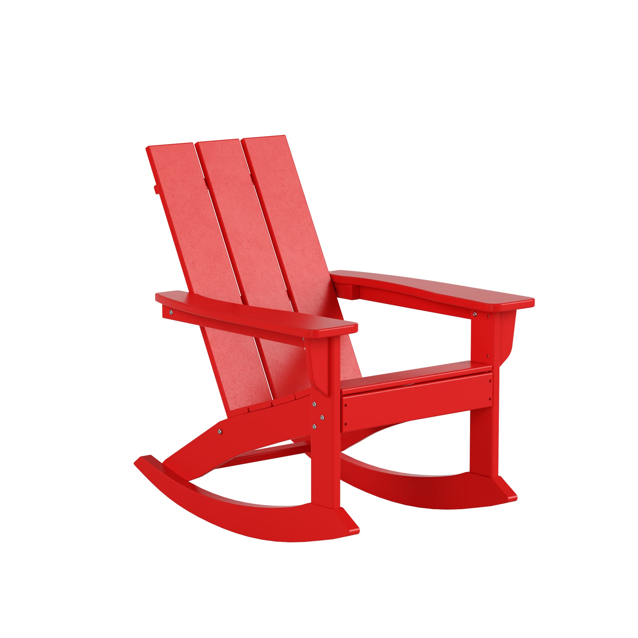 WO Home Furniture Adirondack Rocking Chair Set of 2 - All-Weather UV-Resistant Outdoor Patio Chairs for Garden, Deck, Porch & Backyard (Red)