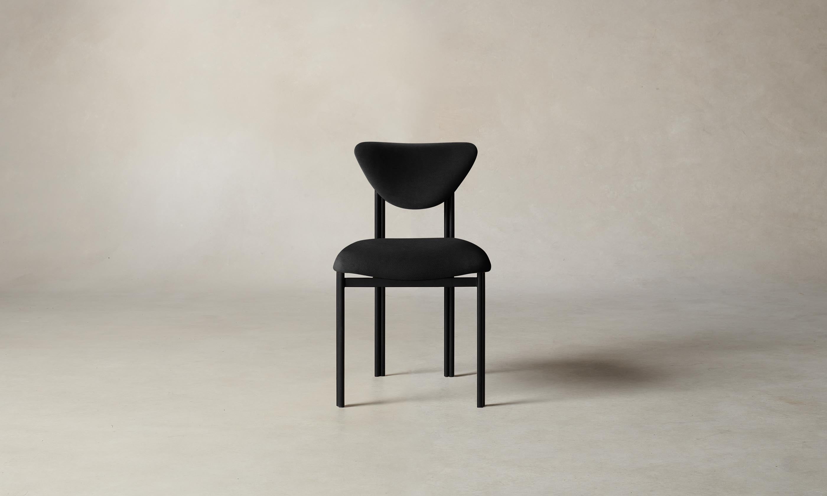 Premium Cooper Dining Chair with Pebbled Leather Upholstery in Ink Black - Perfect for Modern Kitchens, Dining Rooms & Office Spaces