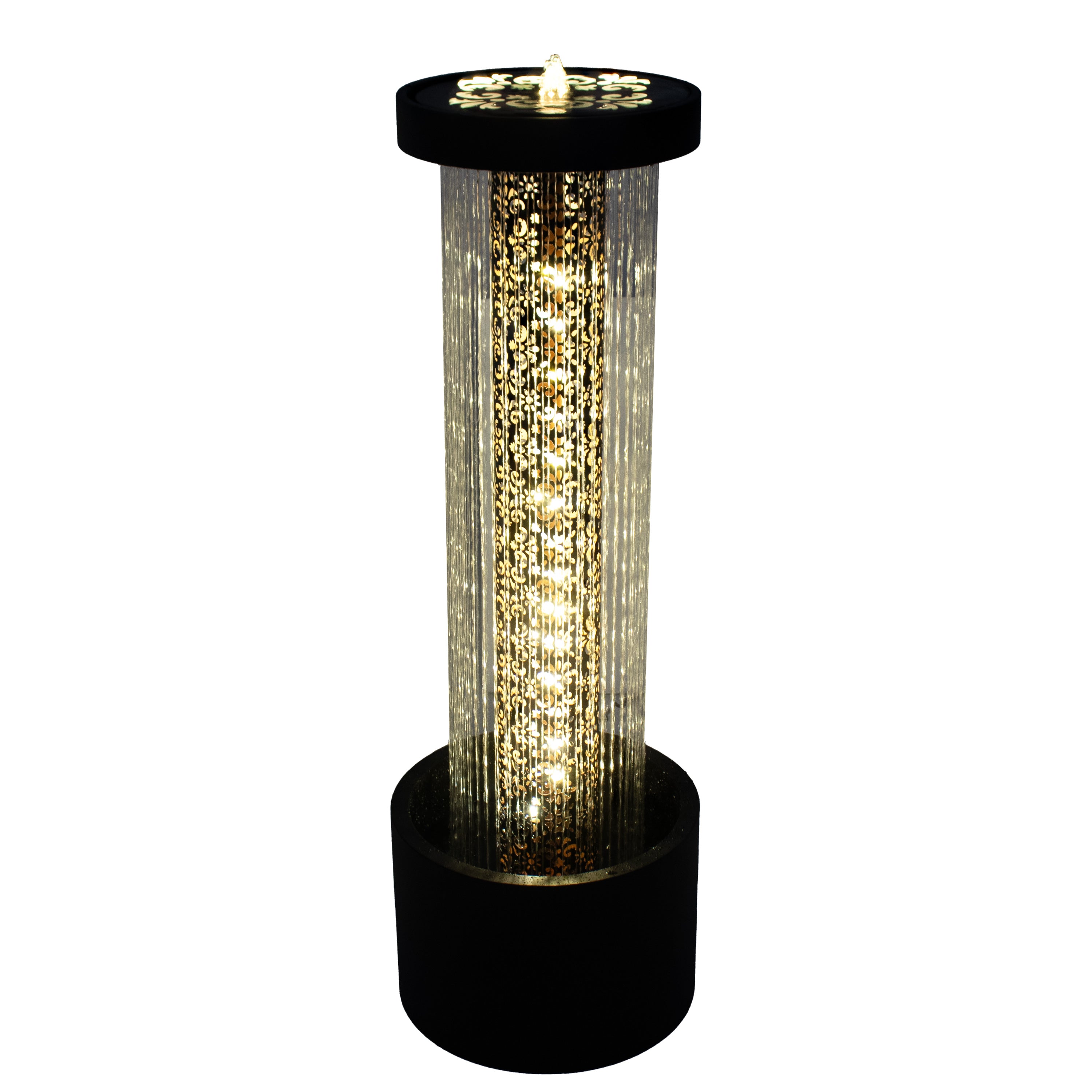 Sunnydaze Glittering Rain Outdoor Water Fountain with LED Lights - 41.25