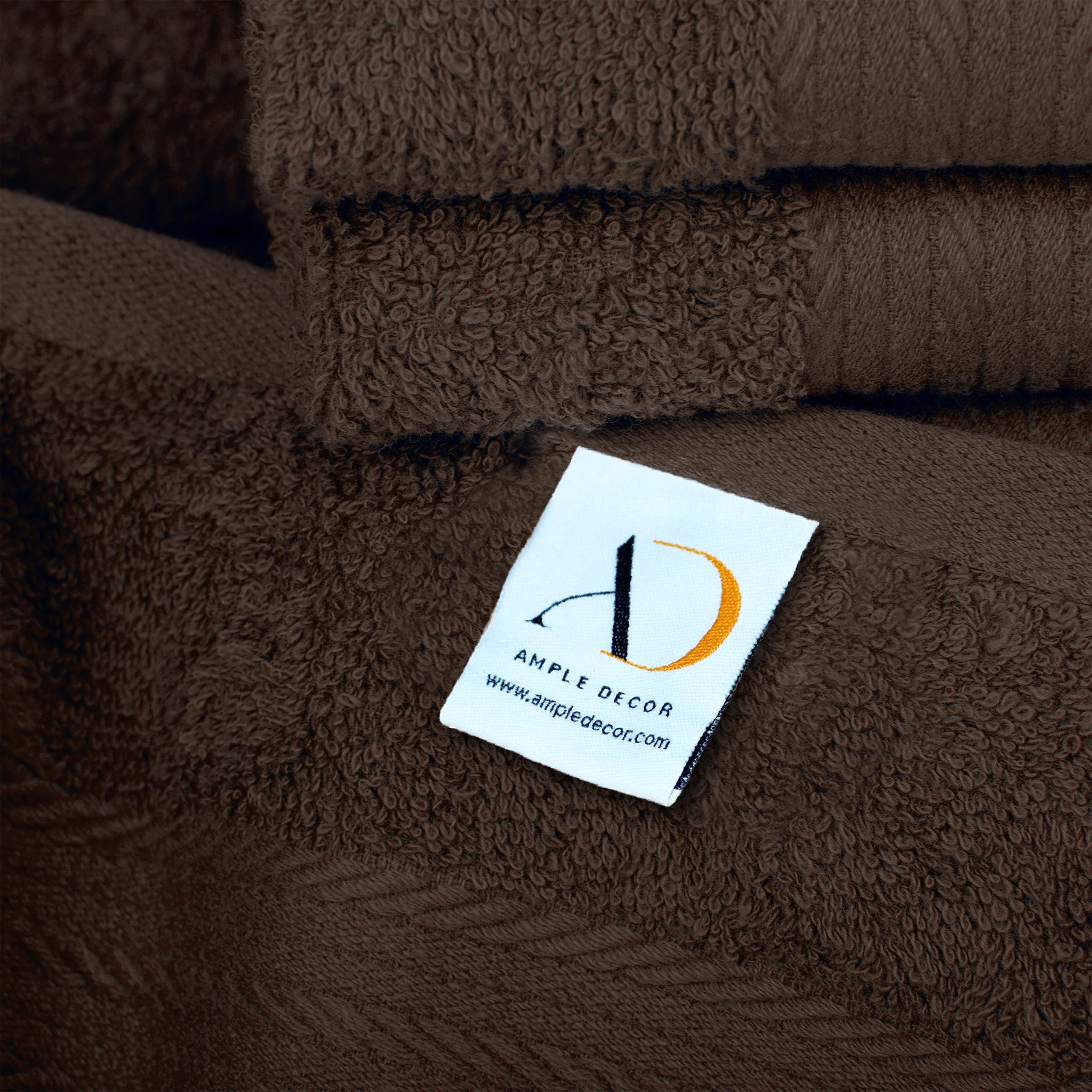 Ample Decor 18x28 Inch 600 GSM 100% Cotton Bathroom Hand Towels - Ultra Soft & Absorbent, Set of 8 (Brown) - Perfect for Guest Bathrooms, Spa Days & Luxury Home Decor