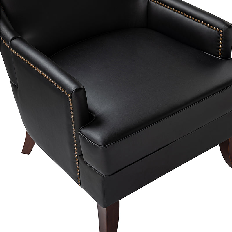 Mid Century Modern Vegan Leather Accent Armchair - Aurelia Stylish Lounge Chair for Living Room, Office & Reading Nook