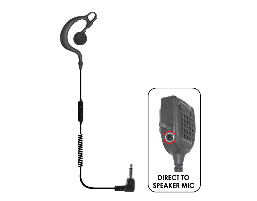 Rabbit Traditional Earhook Earpiece - Listen Only with Short Cable (3.5mm & 2.5mm) for Hands-Free Calls, Music & Office Use