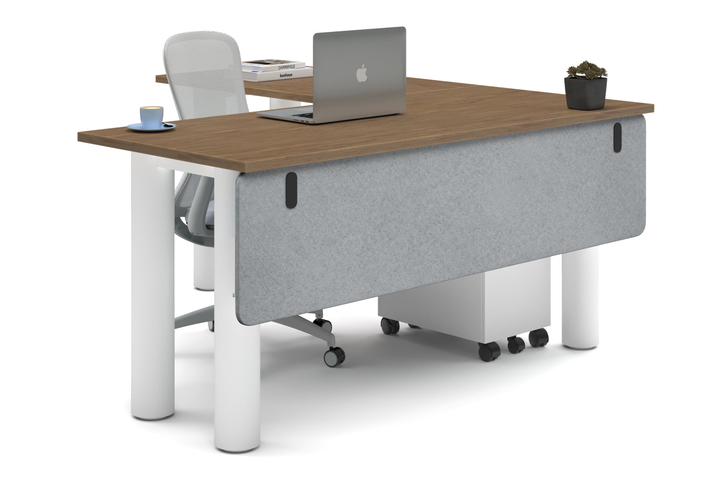 L-Shaped Corner Office Desk with Quadro Cylinder Legs - 1600L x 1700W - Modern Ergonomic Workstation for Home Office & Small Spaces