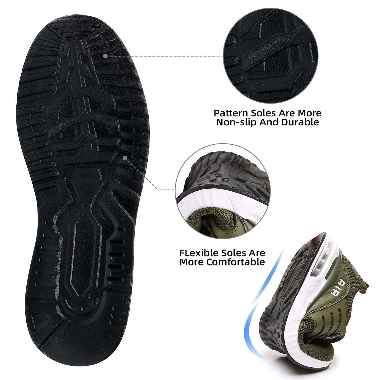 BOGOVER Women's Lightweight Air Running Shoes - Breathable Gym Jogging Tennis Sneakers with Air Cushion Technology - Slip-On Design - Perfect for Running, Workouts & Casual Wear