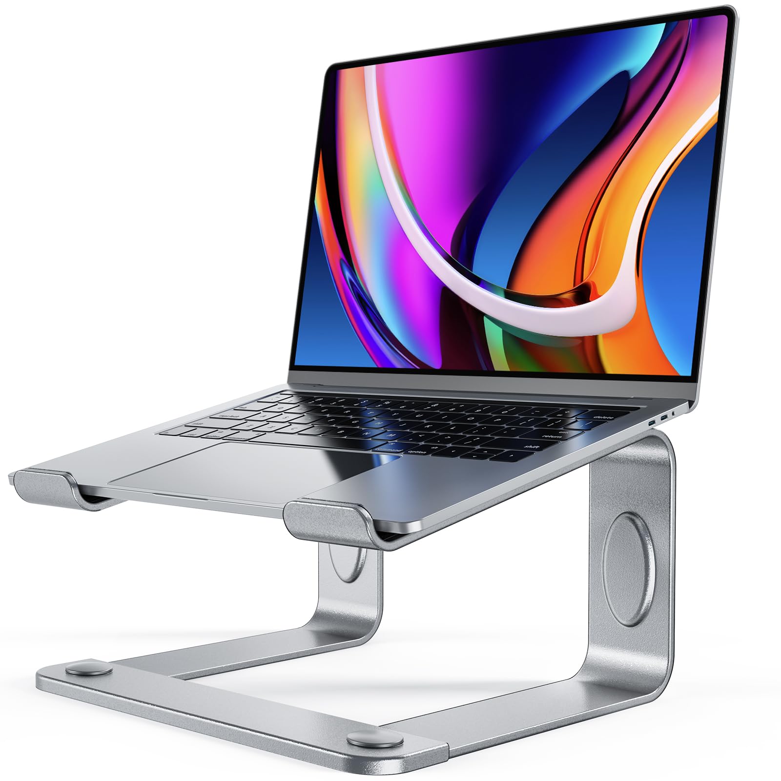 LORYERGO Adjustable Laptop Stand for Desk - Ergonomic Aluminum Laptop Riser Holder for 10-15.6 Inch MacBook, Dell, HP - Silver | Perfect for Office, Home & Travel Use