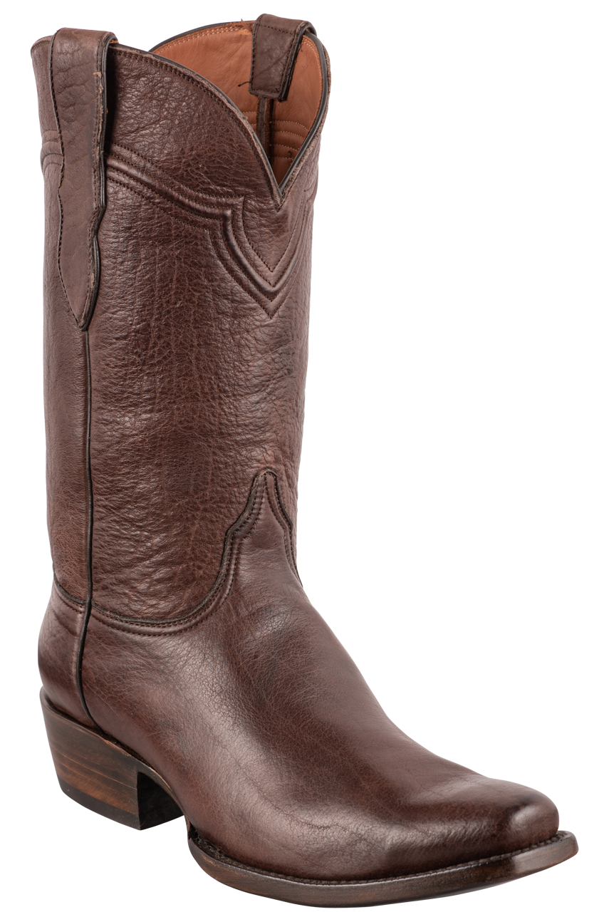 Premium Black Jack Men's Bison Leather Cowboy Boots in Chocolate Brown - Durable & Stylish Western Boots for Rodeo, Country Dancing & Outdoor Adventures