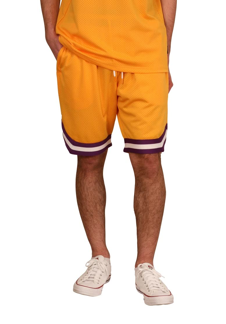 Rebel Minds Men's Mesh Basketball Shorts with Contrast Trim - Breathable & Lightweight for Sports, Workouts, and Casual Wear