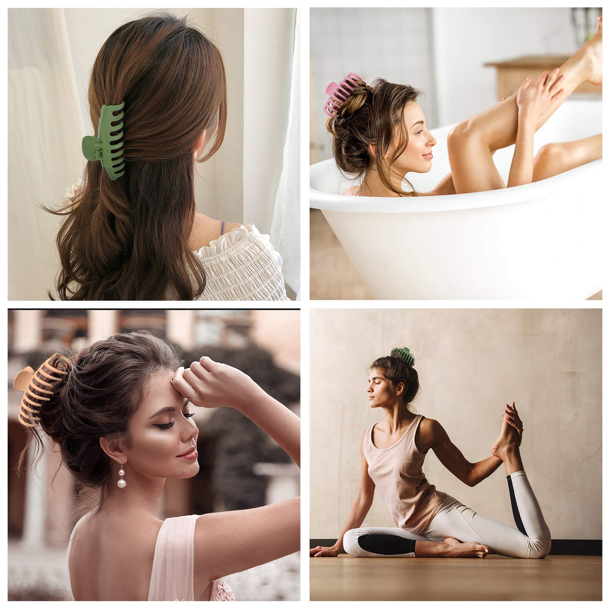 OWIIZI Matte Large Hair Claw Clips - 4.3 Inch Non-Slip Ponytail Jaw Barrette for Women with Long Thick Hair | Strong Hold Banana Jumbo Clips for Daily Use, Workout & Styling