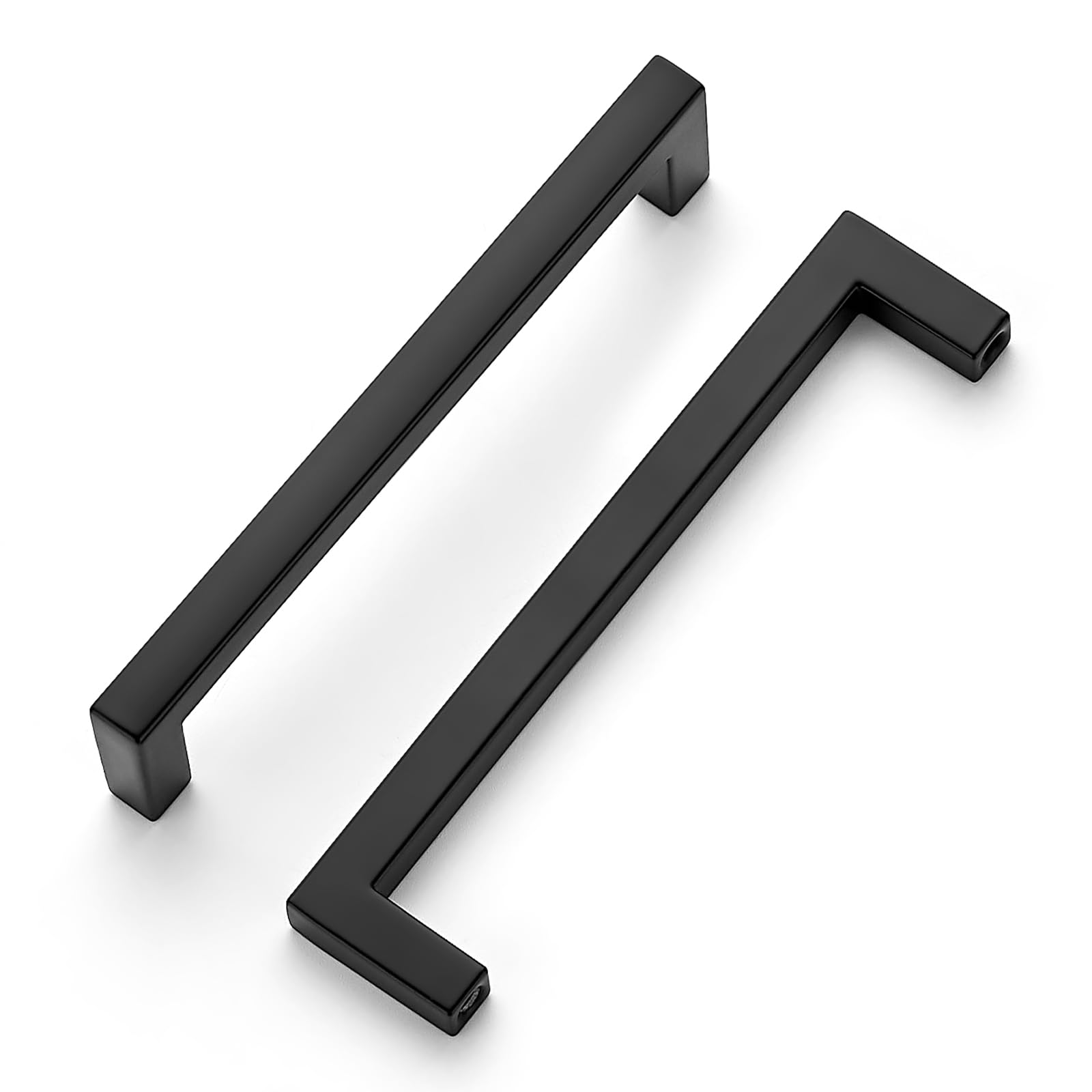10 Pack Matte Black Solid Kitchen Cabinet Handles - 5 Inch Hole Center Square Bar Drawer Pulls for Modern Cabinets & Furniture - Perfect for Kitchen, Bathroom, Office & DIY Home Upgrade