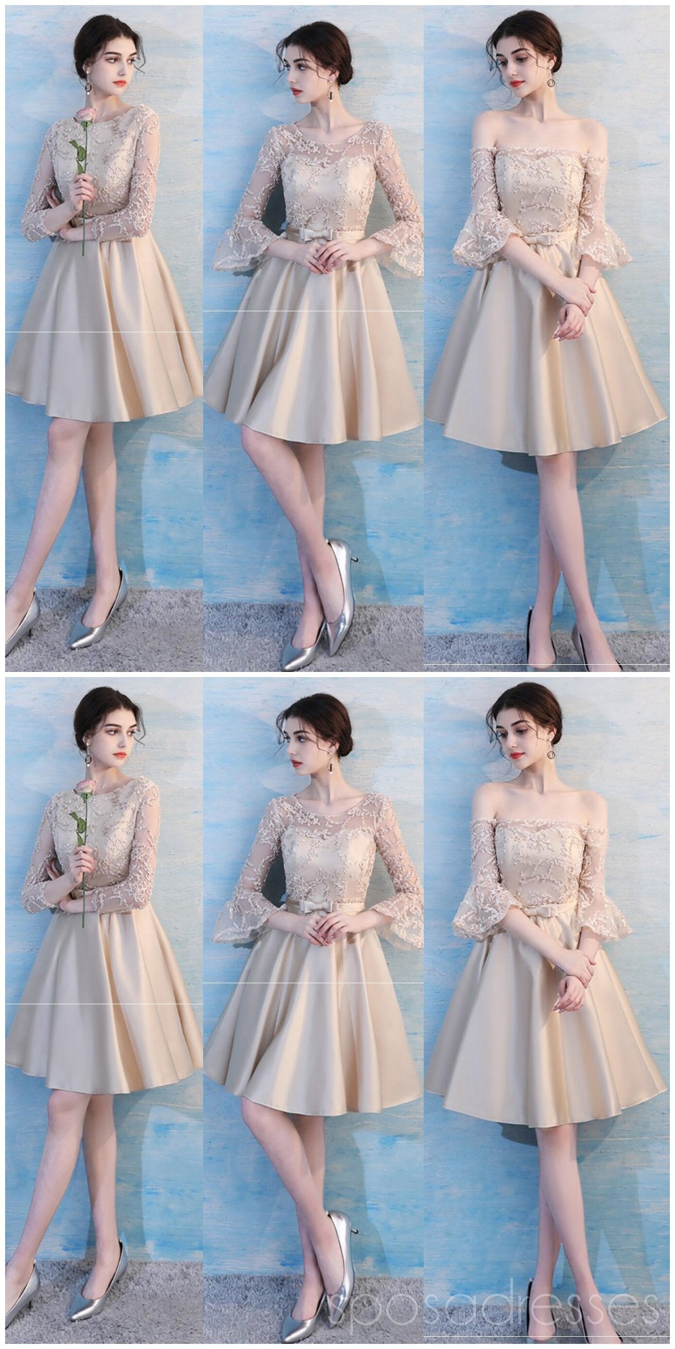 Custom Mismatched Short Lace Bridesmaid Dresses - Elegant Wedding Party Attire for Bridesmaids, WG501 | Perfect for Beach Weddings, Garden Parties & Formal Events