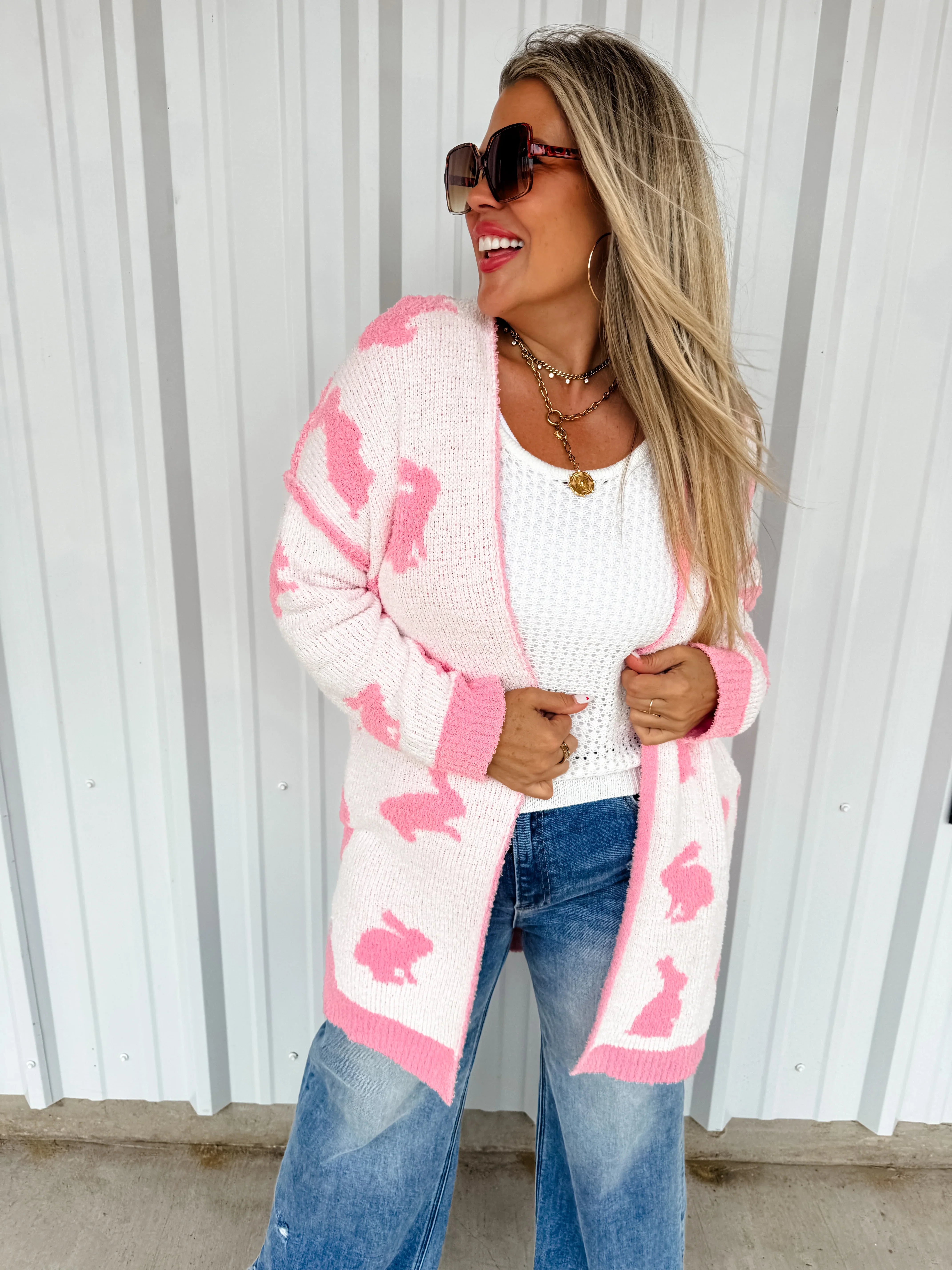 PREORDER: Easter Cloud Cardigan - Floral & Geometric Print Sweater | Cozy Spring Cardigan for Women | Perfect for Easter Brunch & Spring Outfits