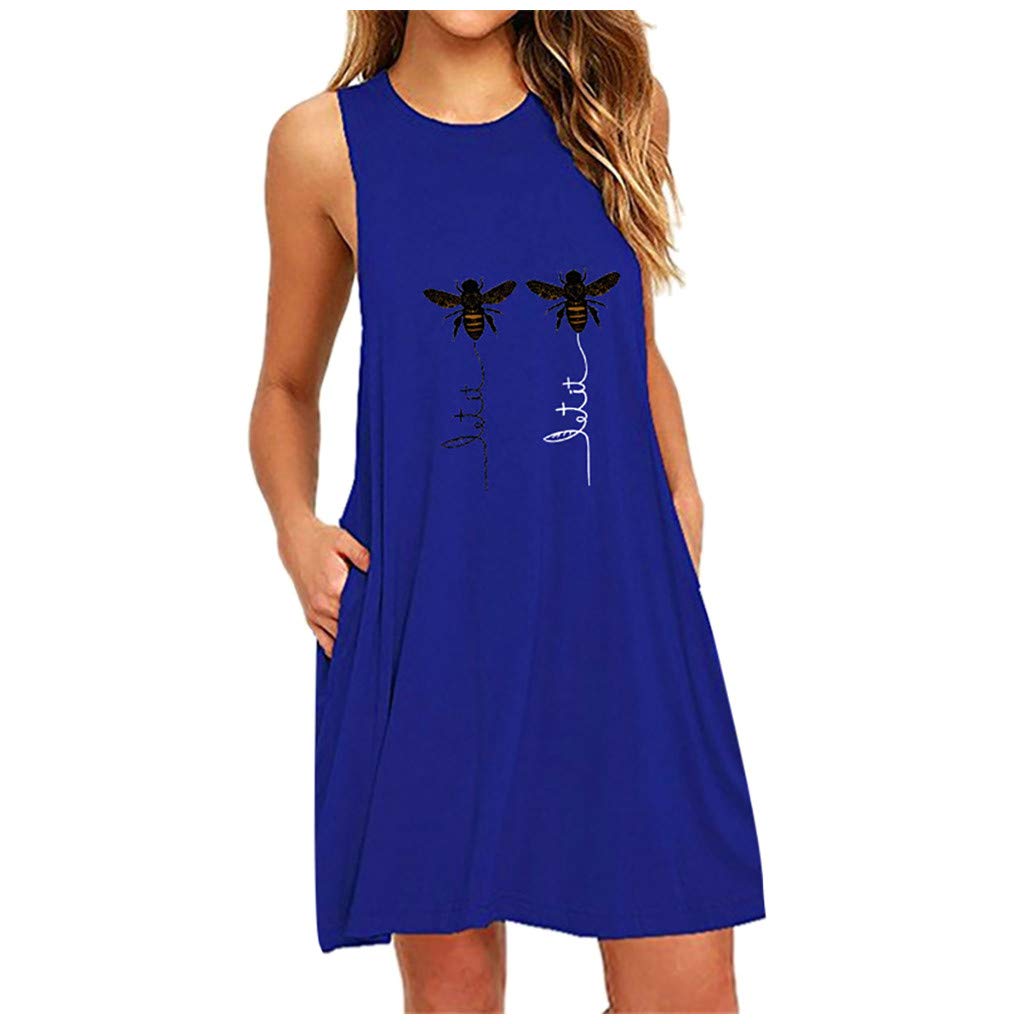 Women's Floral Sleeveless T-Shirt Dress - Casual Summer Swing Dress for Women, Beach Cover Up, Vacation Outfit, Lounge Wear, Weekend Brunch Dress