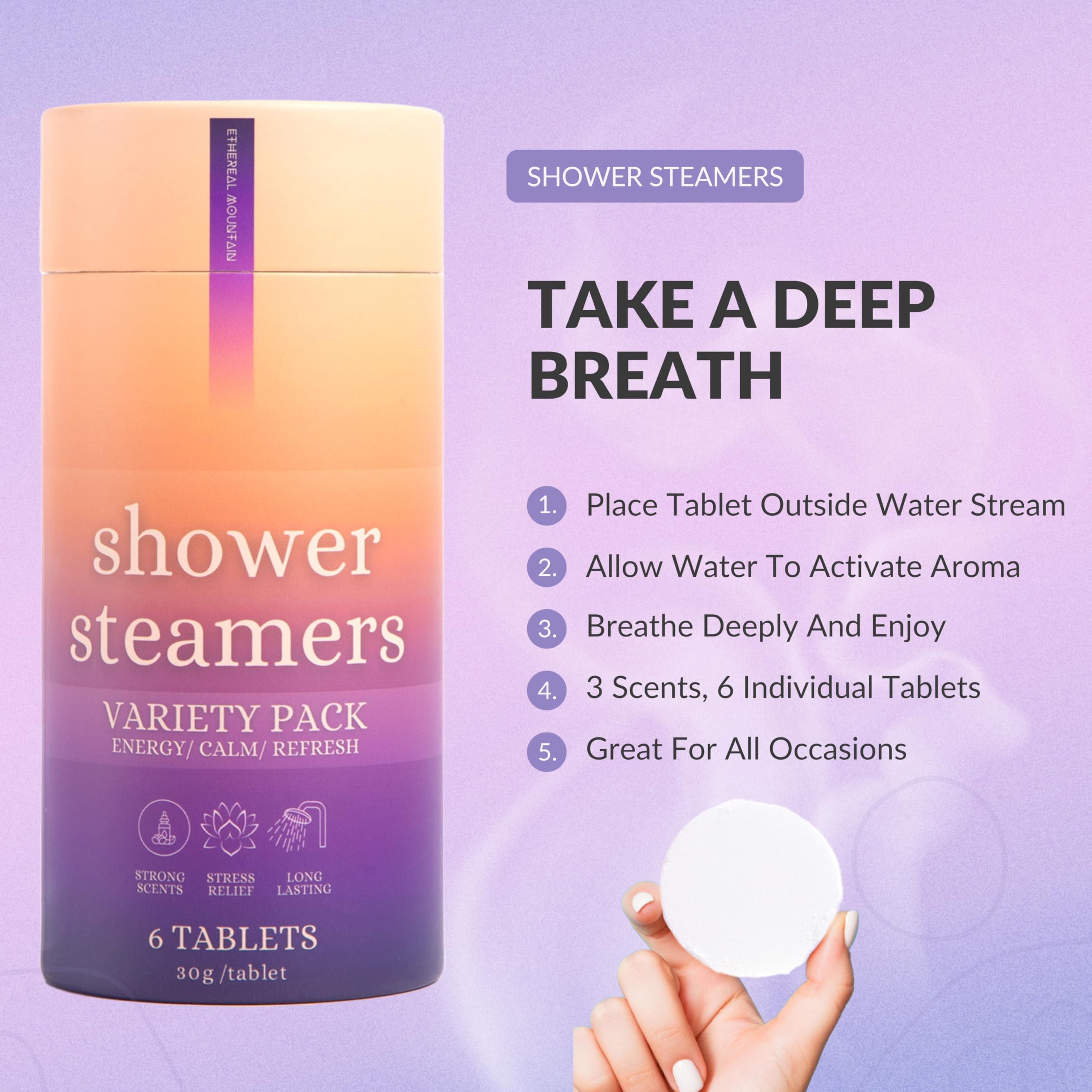 Shower Steamers 6 Pack - Assorted Aromatherapy for Relaxation, Stress Relief & Self Care - Perfect Gift for Her, Mom, Mother's Day, Birthdays & Home Warming - Enhance Your Bathroom Spa Experience