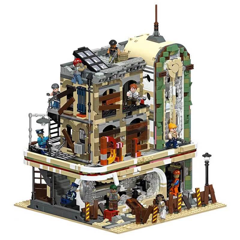 JIE STAR 89101 Downtown Diner Apocalypse Version 2438pcs Building Blocks Set - Post-Apocalyptic City Model Kit for Adults & Collectors | Perfect for Apocalypse-Themed Displays, Diorama Making & Creative Gift Ideas