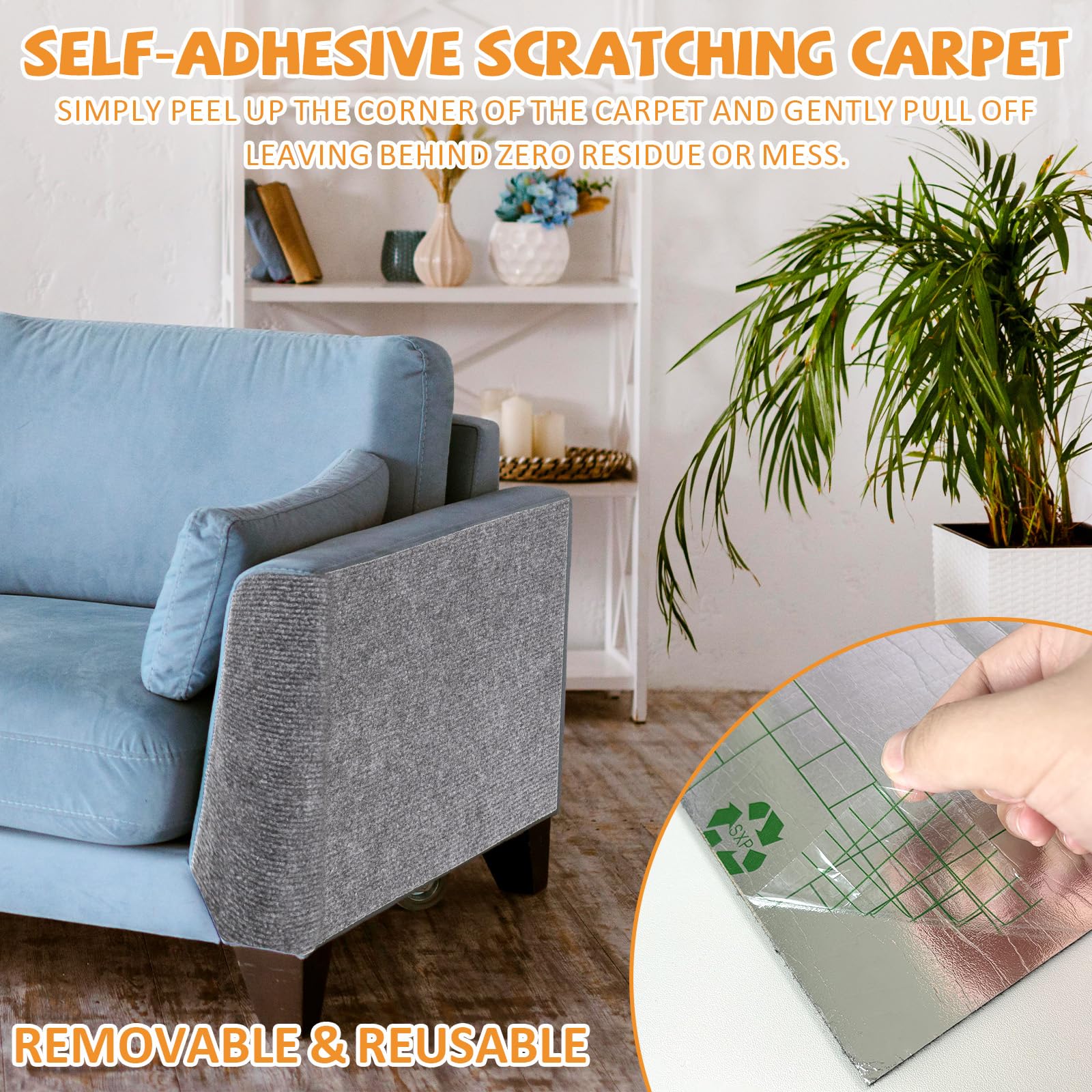 Self-Adhesive Cat Scratch Protector for Couches & Furniture - DIY Wall Mount Climbing Scratcher Pad - Protect Your Home from Cat Scratches | Perfect for Living Room, Bedroom & Home Decor