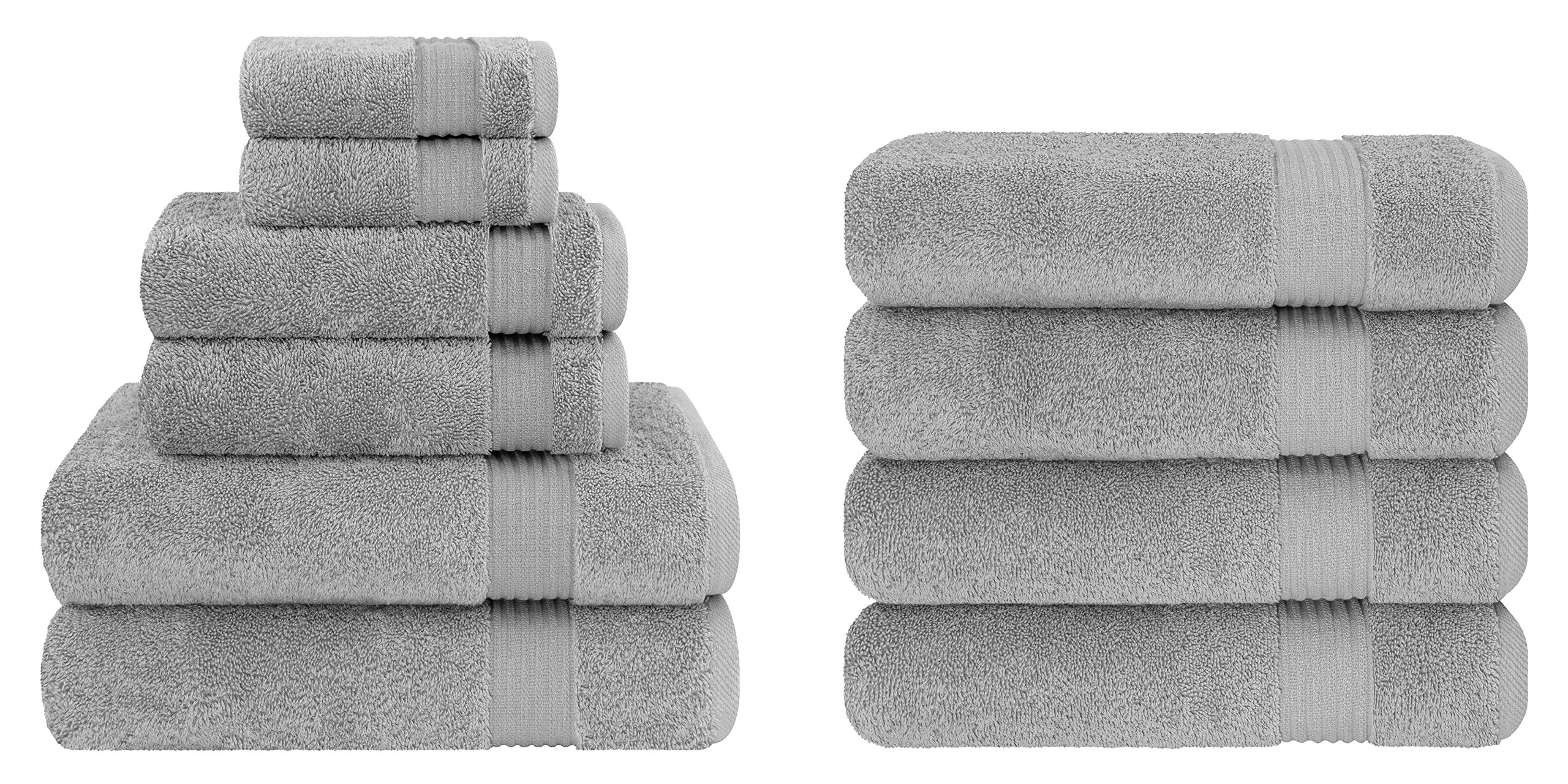 Premium 6-Piece Cotton Towel Set & 4-Piece Bath Towel Bundle - Ultra Soft, Absorbent Bath & Hand Towels for Spa, Gym, Beach & Home Use