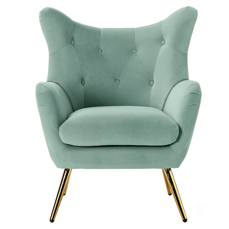 Luxury Isabelle Wingback Velvet Upholstered Armchair - High Back Accent Chair with Sturdy Metal Legs for Living Room, Bedroom & Office Decor
