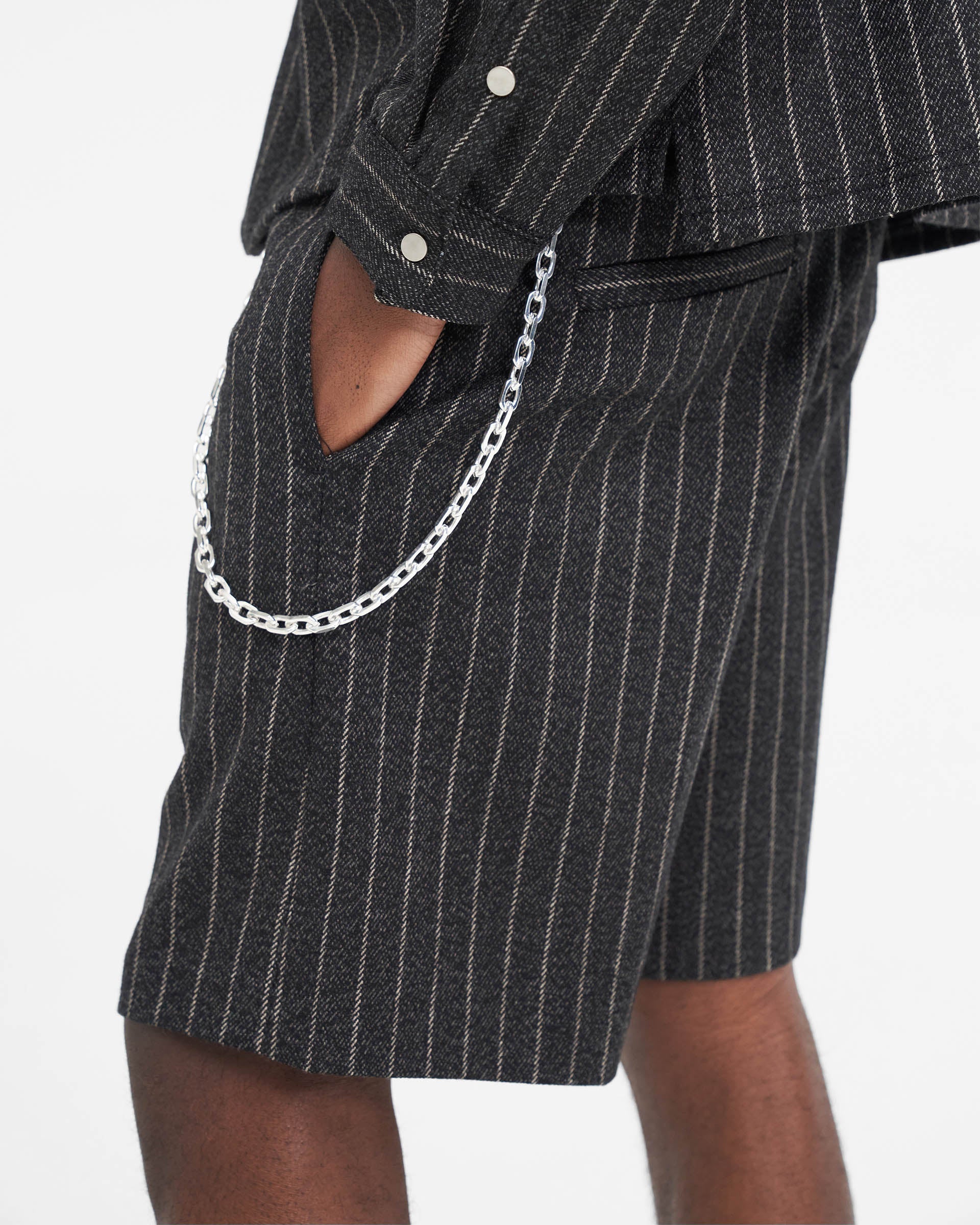 Tailored Black Pinstripe Shorts for Men - Slim Fit Stretch Comfort - Perfect for Business Casual & Summer Outfits