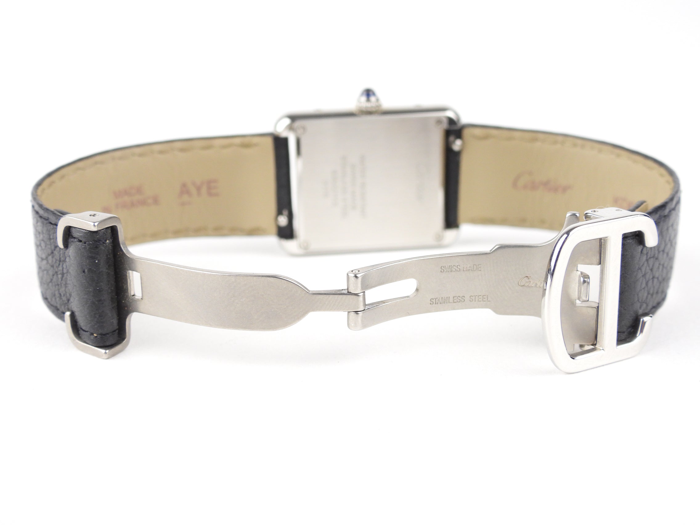 Cartier Tank Solo 22mm Stainless Steel Watch with Black Leather Band - Luxury Unisex Timepiece for Business & Formal Occasions