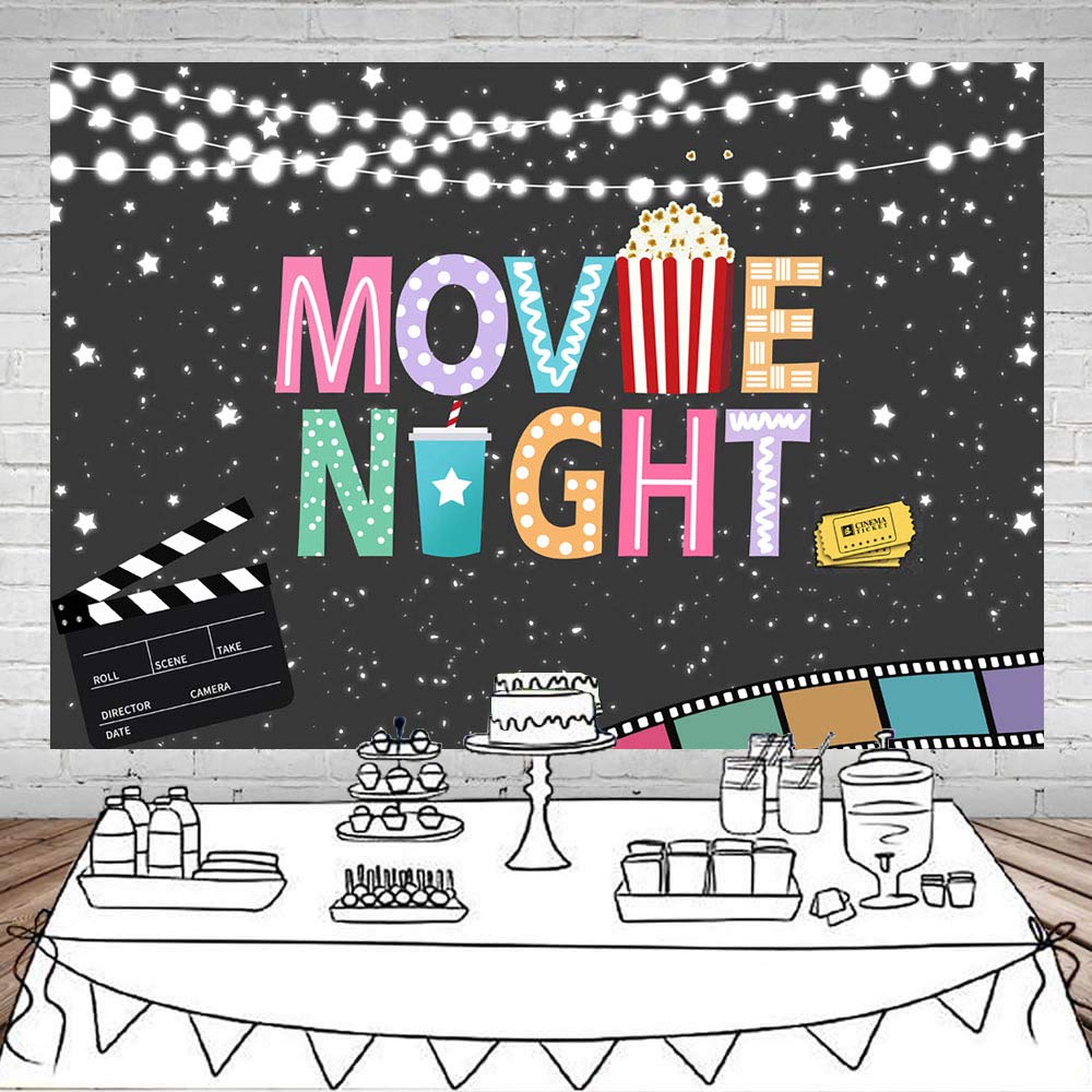 Premium Hollywood Movie Night Backdrop - Cinema Party Decor for Birthday, Awards & Photoshoot (Popcorn Theme) | Perfect for Movie Themed Parties, Home Theater Decorations & Photography Backgrounds