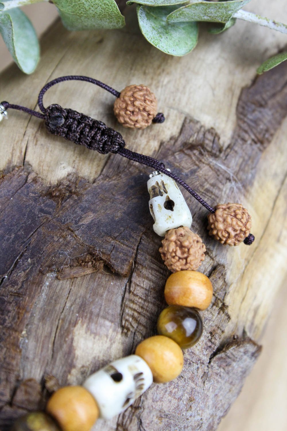 Calming Tiger Eye and Skull Bracelet for Men - Natural Stone Beaded Adjustable Wristband for Stress Relief, Meditation & Spiritual Protection | Perfect Boho Gift for Yoga, Mindfulness & Everyday Wear