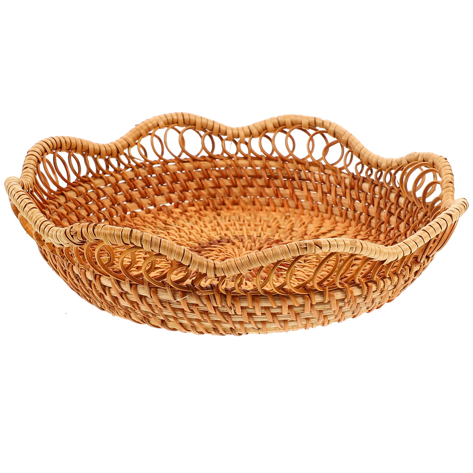 Cabilock Rattan Fruit Bowl - Handwoven Storage Basket for Fruits, Vegetables & Home Decor | Perfect for Kitchen Countertop, Dining Table & Farmhouse Style Decor