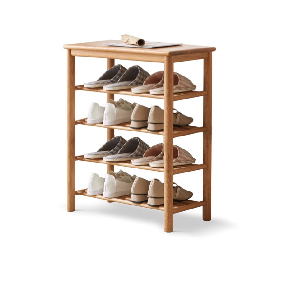 Solid Oak Wood Shoe Bench - Durable Entryway Stool for Putting On Shoes, Boots & Sneakers - Perfect for Hallway, Bedroom or Mudroom Organization