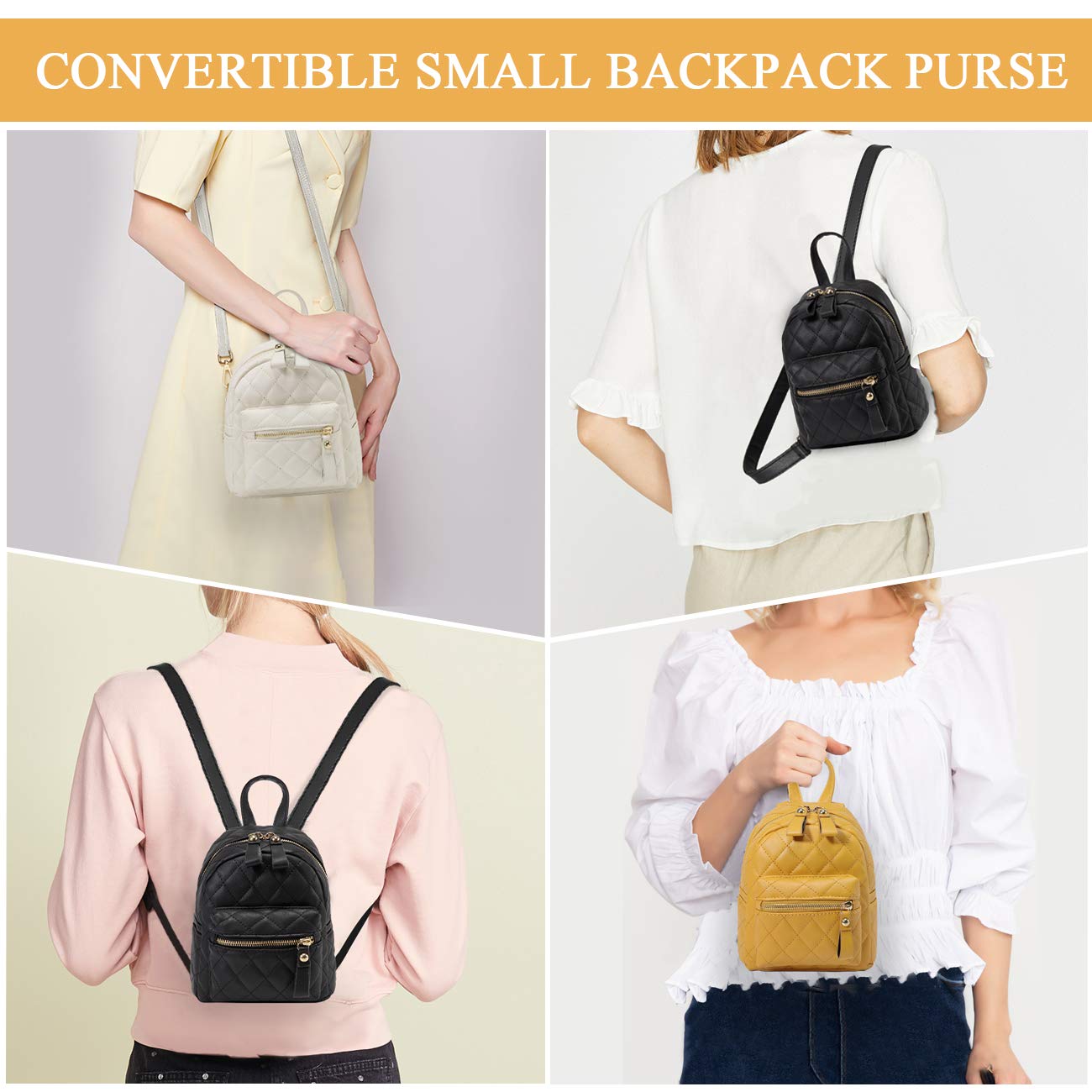 Kasqo Mini Backpack Purse for Women - Small PU Leather Handbag for Girls & Teens, Lightweight Cute Backpack - Perfect for School, Travel & Daily Use